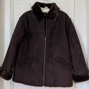 Faux suede, faux fur lined jacket